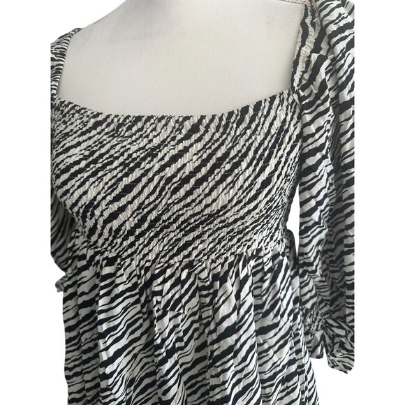 FAITHFULL THE BRAND Zebra Print Smocked Empire Waist Dress Size US 6 - Picture 5 of 9